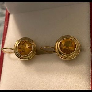 14K YELLOW GOLD CITRINE EARRINGS